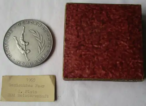 Medaille Meisterschaften der DDR Kunstkraftsport 2. Platz Güstrow 1955 (130464)