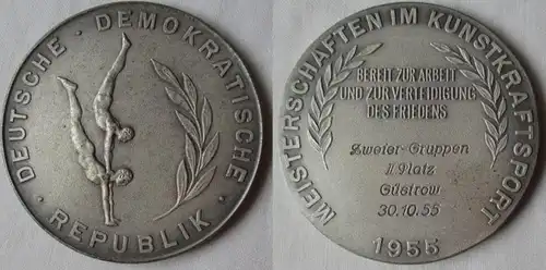 Médaille Championnats de la RDA Arts plastiques 2ème place Güstrov 1955 (130464)