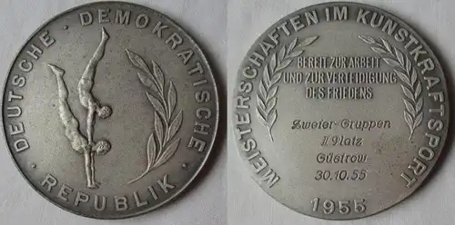 Medaille Meisterschaften der DDR Kunstkraftsport 2. Platz Güstrow 1955 (130464)