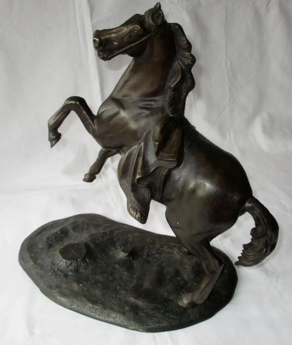 alte Bronzefigur Skulptur aufbäumendes Pferd mit Tuch 8,3kg 37 cm Höhe (114179) 0
