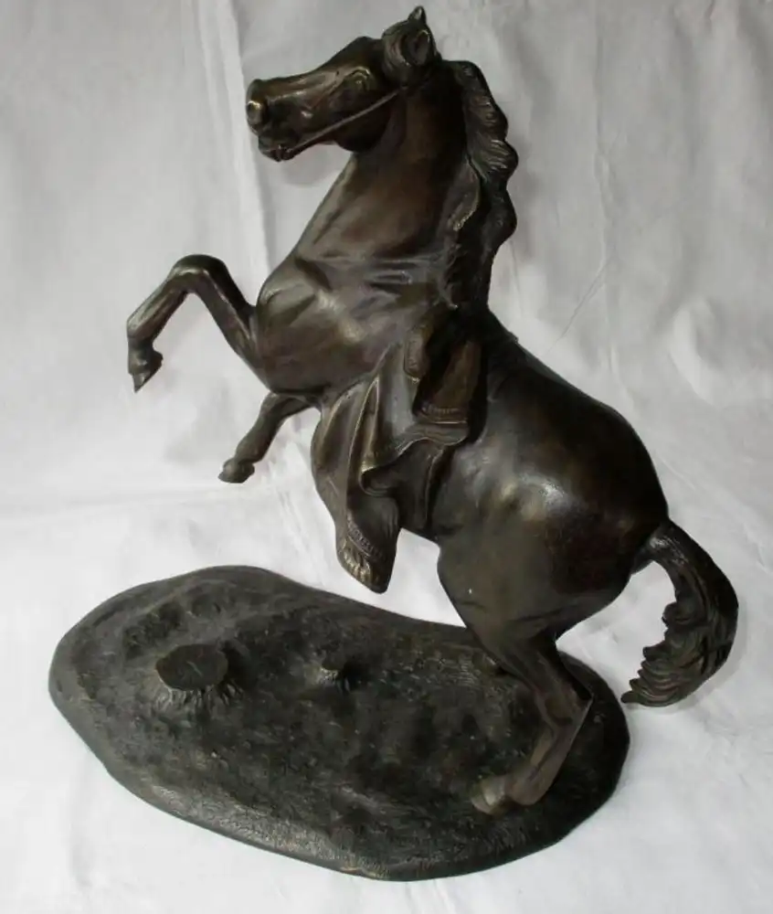 alte Bronzefigur Skulptur aufbumendes Pferd mit Tuch 8,3kg 37 cm Hhe (114179) 0