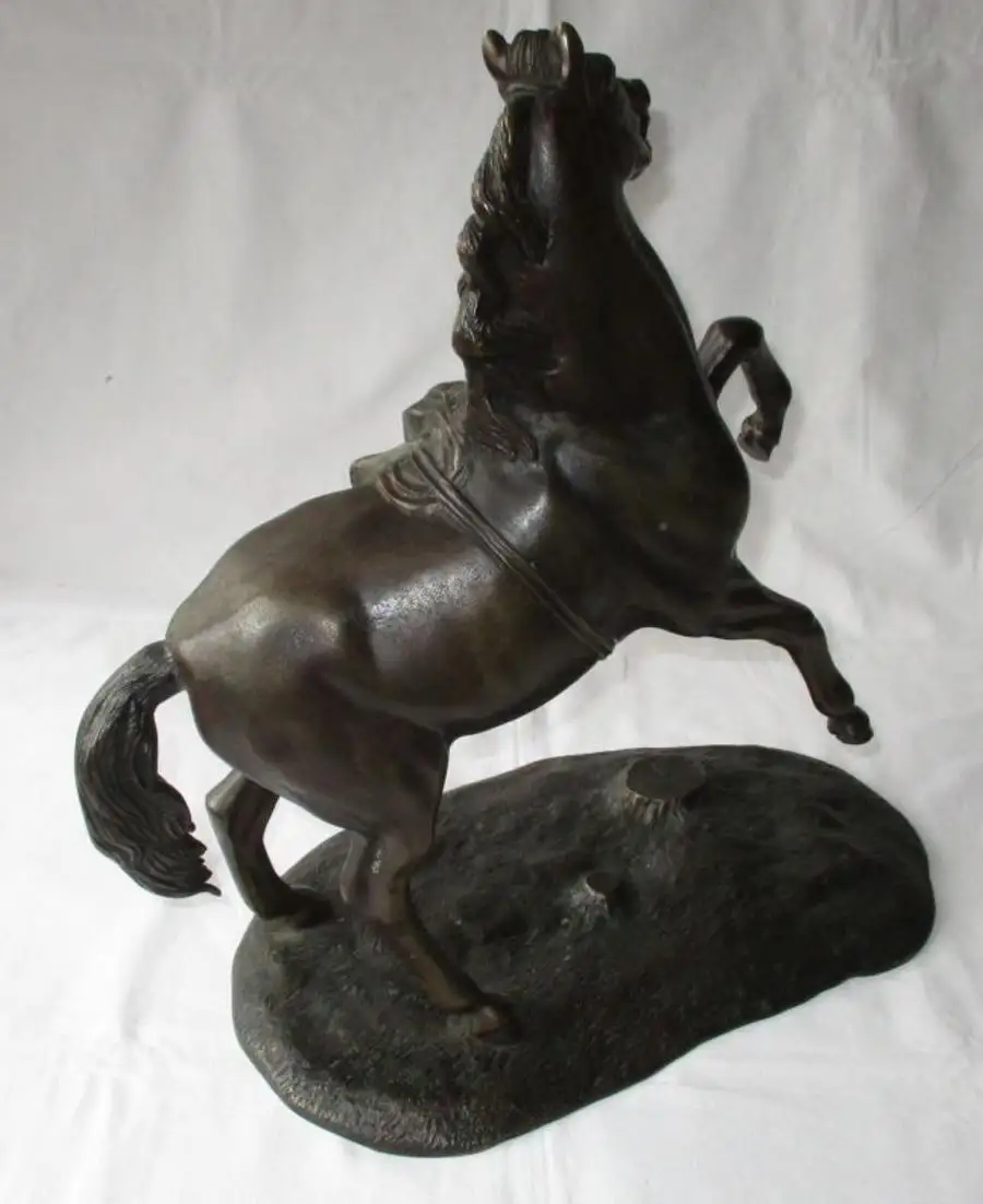alte Bronzefigur Skulptur aufbäumendes Pferd mit Tuch 8,3kg 37 cm Höhe (114179) 1