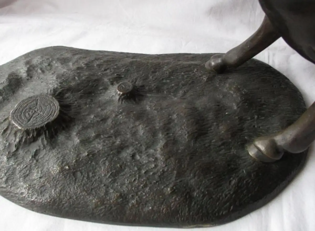 alte Bronzefigur Skulptur aufbäumendes Pferd mit Tuch 8,3kg 37 cm Höhe (114179) 4