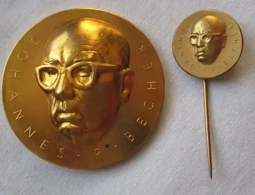 2x DDR Certificat Johannes R.-Becher-Medaille Or + Argent dans l'Etui (112195)