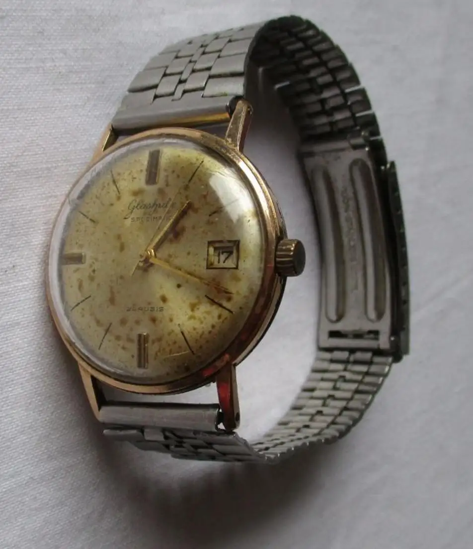 GUB Glashütte Armbanduhr Spezimatic Kaliber 75 HAU Datumsanzeige (153819) 0