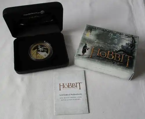 1 dollar pièce d'argent Nouvelle-Zélande 2013 Le smaugs Hobbit 1 Oz Ag (117597)