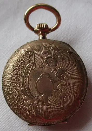 schöne Jugendstil Damen Taschenuhr Gold um 1910 (117663)