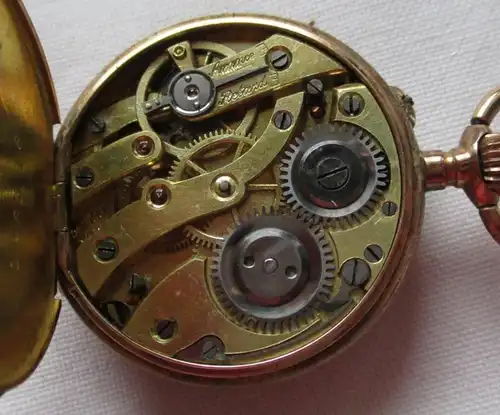 schöne Jugendstil Damen Taschenuhr Gold um 1910 (117663)