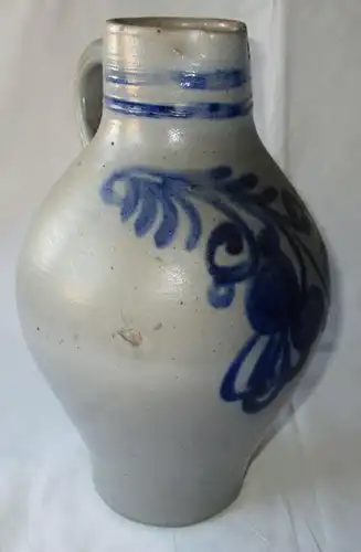 alter Keramik Krug Birnkrug Blauschürzenkrug Weinkrug um 1850 (134646)