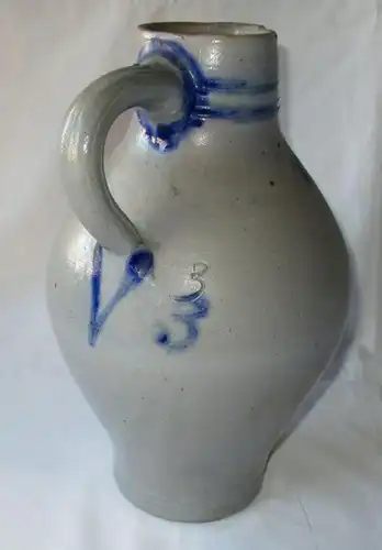 alter Keramik Krug Birnkrug Blauschürzenkrug Weinkrug um 1850 (134646)