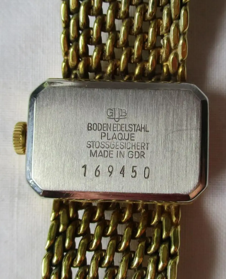 Damenarmbanduhr vergoldet GUB Glashütte Kaliber 09-20 DAU im Etui (125307) 5