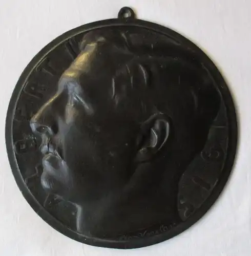 Eisenguss Plakette Albert I. 1915 König von Belgien - Leon Vogelaar (124163)