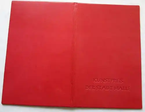 DDR Urkunde + Etui Kunstpreis der Stadt Halle 1985 Joachim Rähmer (104683)