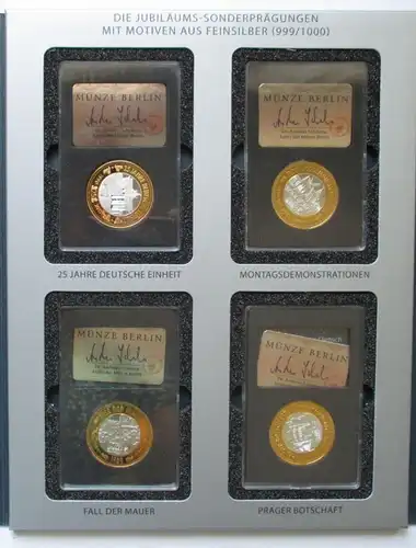 2 Sammelmappen 25 Jahre Deutsche Einheit 24 Silber Medaillen 24K Gold (130036)