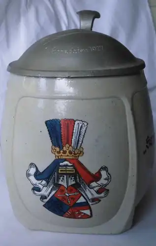 rare Studentika céramique pot de bière avec couvercle Zwickau Noël 1927