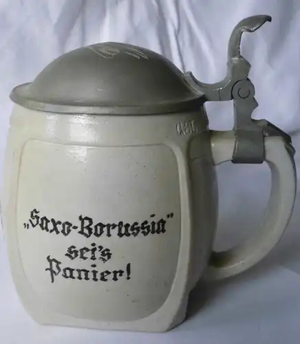 seltener Studentika Keramik Bierkrug mit Zinndeckel Zwickau Weihnachten 1927