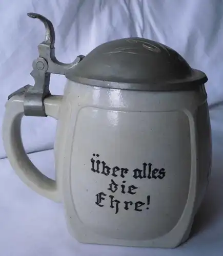 seltener Studentika Keramik Bierkrug mit Zinndeckel Zwickau Weihnachten 1927