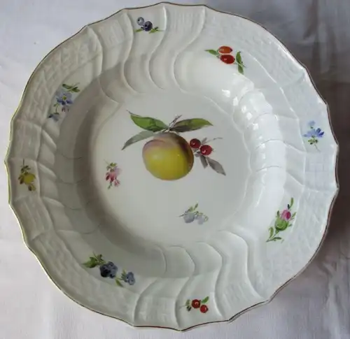 MEISSEN Porcelaine Plats à soupe Peinture de fruits Peignage de fruit Pêche (107241)