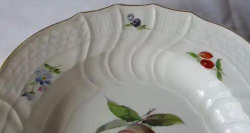 MEISSEN Porcelaine Plats à soupe Peinture de fruits Peignage de fruit Pêche (107241)