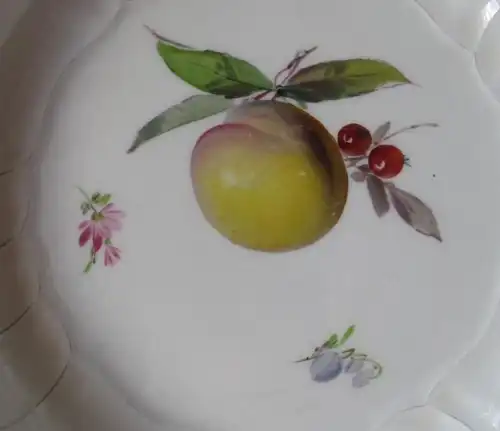 MEISSEN Porcelaine Plats à soupe Peinture de fruits Peignage de fruit Pêche (107241)