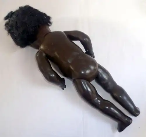 alte Masse Puppe K & W König und Wernicke schwarz dunkelhäutig 46 cm(DI0114)