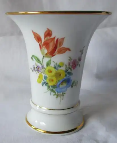 MEISSEN Prachtvolle VASE Blumenbukett & Gold, Höhe 9,5 cm 1. Wahl (109431)