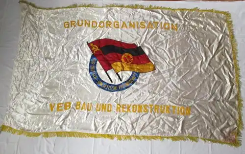 seltene DDR Fahne DSF Grundorganisation VEB Bau und Rekonstruktion (102545)