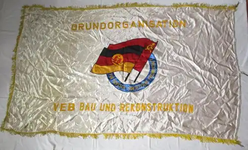 seltene DDR Fahne DSF Grundorganisation VEB Bau und Rekonstruktion (102545)