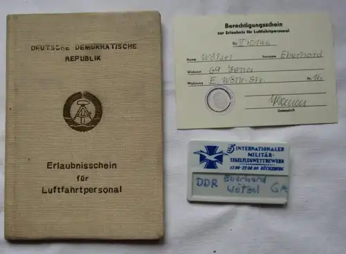 seltener Ausweis Erlaunisschein für Luftfahrtpersonal 1962-1979 (124767)