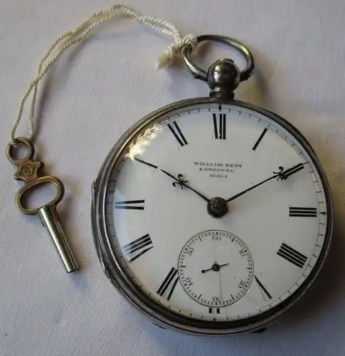 hochwertige Taschenuhr 925er Silber William Bent London EC vor 1900 (124221)