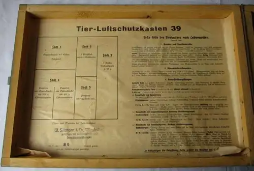 Tier-Luftschutzkasten 39 Inhalt 1942/43 Söhngen Wiesbaden 2. Weltkrieg (117862)