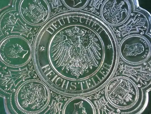 Schöner Glasteller Deutscher Reichsteller Patriotika um 1915 (110601)