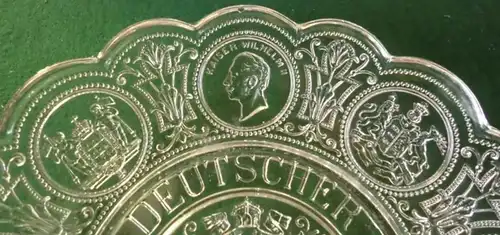 Schöner Glasteller Deutscher Reichsteller Patriotika um 1915 (110601)