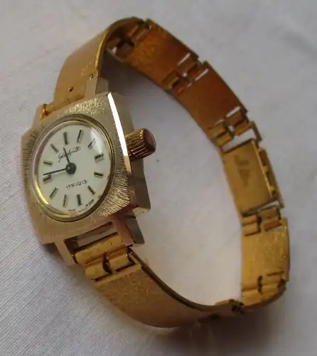 vergoldete Damen Armbanduhr Glashütte Handaufzug Kaliber 09-20 (118055)