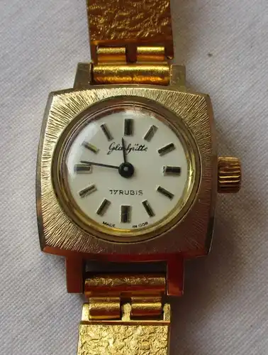 vergoldete Damen Armbanduhr Glashütte Handaufzug Kaliber 09-20 (118055)