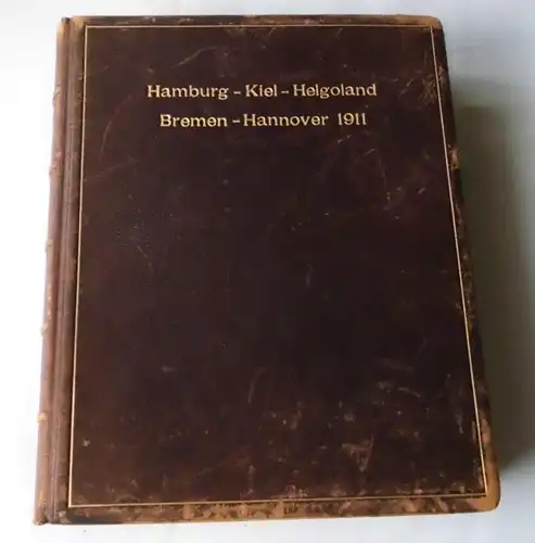 Original Leder Album Hamburg Kiel Helgoland Bremen Hannover 1911 (116368)