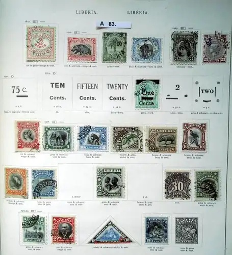 schöne hochwertige Briefmarkensammlung Liberia 1880 bis 1923