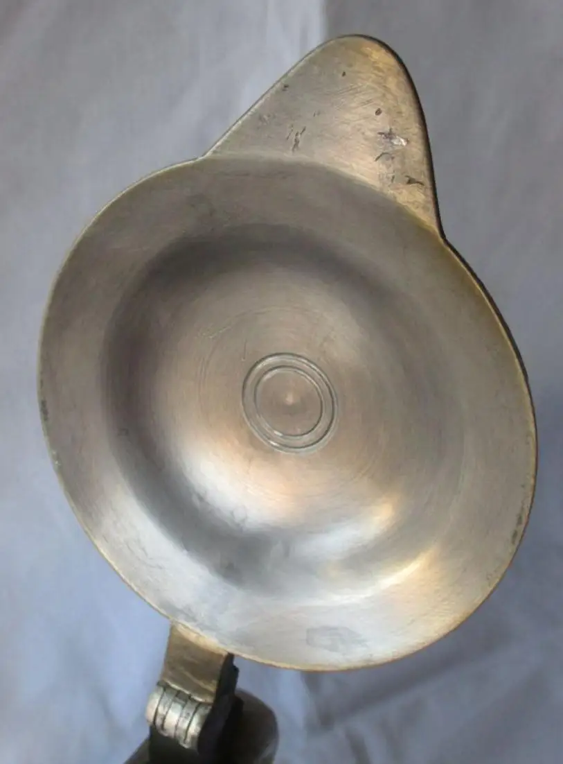 alter Keramik Krug Birnkrug Blauschürzenkrug Weinkrug mit Zinndeckel (130039) 7