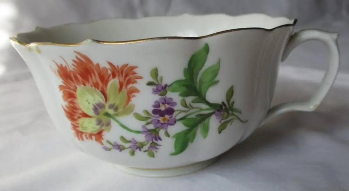 MEISSEN Porzellan Kaffeegedeck Kaffeeset deutsche Blume Goldrand 3 tlg. (124748) 7