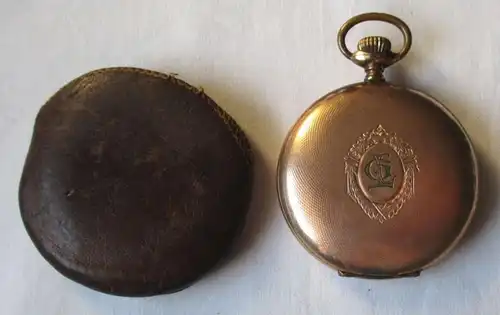 elegante Savonette Taschenuhr Geneva Watch Case Co. mit Etui um 1910 (129464)