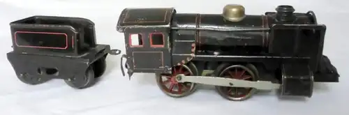 Eisenbahn Dampflok mit Tender Bub KBN Spur 0 Schluesselaufzug Uhrwerk um 1920