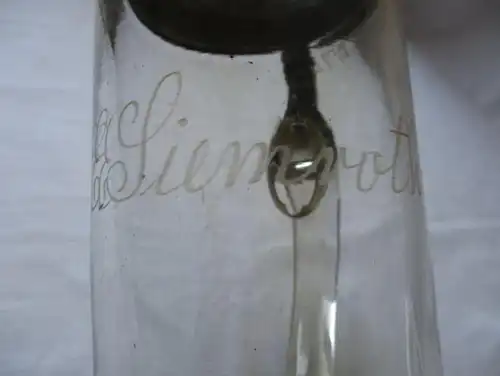 Bogue en verre avec couvercle en étain Dédié H.C.F. 1852 pour E. Siemroth (125439)