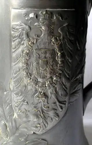 Zinnkanne Zinnkrug Zinn Kanne mit sächsischem Wappen um 1900 (101727)
