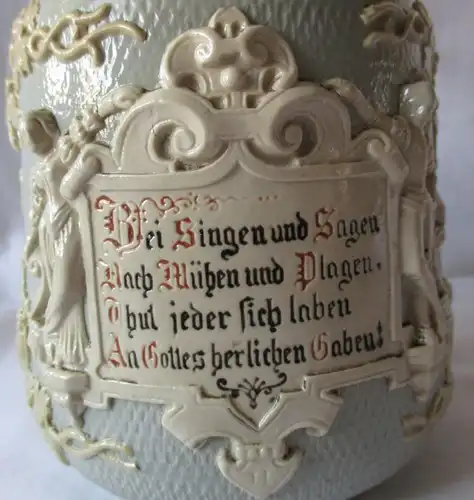 schöner 1/2 l Mettlach 0,5 l Relief Bierkrug Nr. 1370 "Bei Singen ..."  (128755)