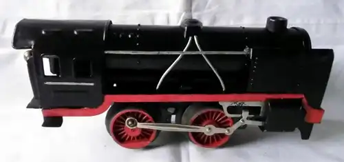 Mechanische Dampflokomotive Blech mit 4 Anhängern um 1946 (116734)