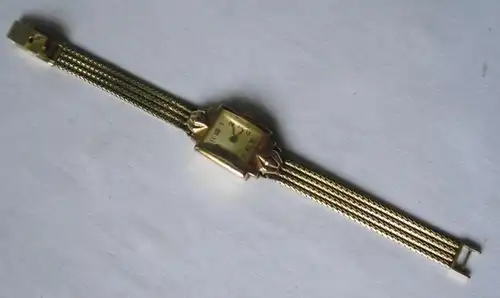 schöne goldene Damen Armbanduhr 585er Gold 14 K mit Armband aus 585er Gold