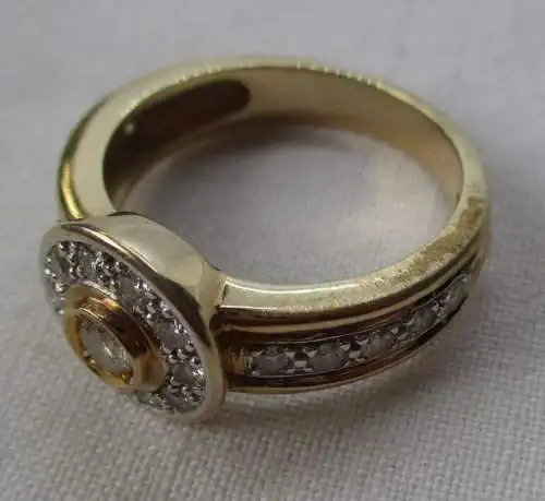 hochwertiger 585er Gold Ring mit 20 Diamanten besetzt ~ 0,7 Karat (126429)