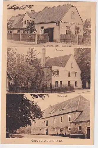 31961 Mehrbild Ak Gruß aus Eicha bei Naunhof Gasthof, Rittergut, Schule um 1910