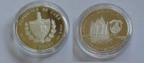 10 Pesos Silber M?nze Kuba 1996 Segelschiff Amerigo Vespucci PP (131699)