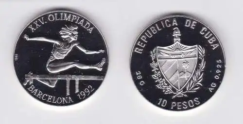 10 Pesos Silber M?nze Cuba Olympiade Barcelona 1992 (124444)